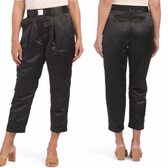 Badgley Mischka Pants - Badgley Mischka Studio Satin Crop Cuffed Pant